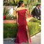 Elegant Red Mermaid Side Slit Maxi Long Bridesmaid Dresses For Wedding Party,WG1615