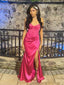 Pretty Hot Pink Mermaid Side Slit Long Party Prom Dresses To Impress,Evening Dress,13411