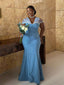 Popular Elegant Blue Mermaid Maxi Long Party Prom Dresses, Evening Dress,13172