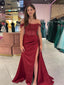 Sexy Burgundy Mermaid Off Shoulder Maxi Long Party Prom Dresses, Evening Dress,13214