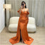 Sexy Burnt Orange Mermaid Off Shoulder Maxi Long Bridesmaid Dresses For Wedding,WG1572