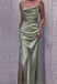 Sexy Green Sheath Spaghetti Straps Side Slit Party Prom Dresses, Evening Dress,13219