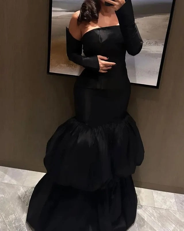Sexy Mermaid Black Maxi Long Party Prom Dresses, Evening Dress,13135
