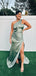 Sexy Sage Green Mermaid One Shoulder Maxi Long Bridesmaid Dresses For Wedding,WG1563