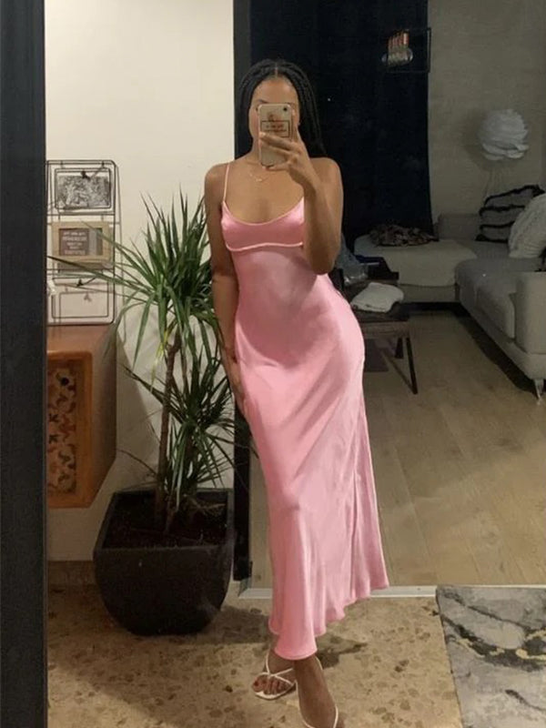 Sexy Sheath Pink Spaghetti Straps Maxi Long Party Prom Dresses,Evening Dress,13260