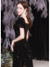 Black A-line Off Shoulder Cheap Long Prom Dresses Online,Dance Dresses,12456