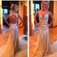 Bling Open Back Golden Mermaid Shinning Gorgeous Evening Party Long Prom Dresses, WG229