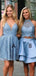 Blue Lace Short Cheap Homecoming Dresses Online, Cheap Short Prom Dresses, CM746
