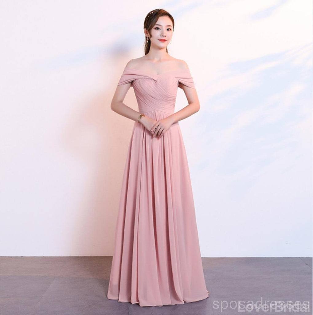 Blush Pink Floor Length Mismatched Chiffon Cheap Bridesmaid Dresses Online, WG534