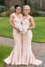 Champagne Cap Sleeves Mermaid Cheap Long Bridesmaid Dresses Online, WG343