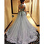 Charming High Neck Long Sleeve See Through Back Grey Affordable Long Prom Dress Gown, WG266