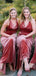 Dusty Rose Mermaid Spaghetti Straps Cheap Long Bridesmaid Dresses Online, WG963