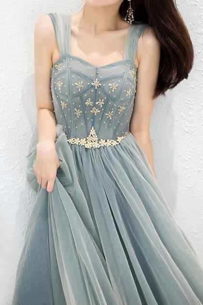 Elegant Blue A-line Off Shoulder Long Prom Dresses Online,Evening Party Dresses,12515