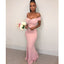 Elegant Pink Mermaid Off Shoulder Cheap Long Bridesmaid Dresses,WG1263