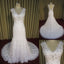 Elegant White Lace V Neck Beaded Inexpensive Long Wedding Bridal Dresses Gown, WG629