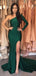 Emerald Green Mermaid One Shoulder Long Sleeves Bridesmaid Dresses,WG1280