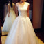 Gorgeous Long A-line Scoop Neck Lace Beaded Lace Up Wedding Dresses, WD0193