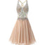 Gorgeous sparkly vintage chiffon open back formal homecoming prom dress,BD0036