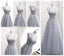 Gray Lace A line Long Bridesmaid Dresses, Cheap Custom Long Bridesmaid Dresses, Affordable Bridesmaid Gowns, BD019