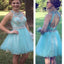Hot Selling Tiffany Blue sparkly open back cute for teens homecoming prom dresses,BD00164