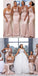 Light Pink Mermaid One Shoulder Cheap Long Bridesmaid Dresses,WG1257