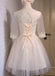 Long Sleeve Lace High Neckline Homecoming Prom Dresses, Affordable Short Party Prom Dresses, Perfect Homecoming Dresses, CM293