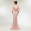 Long Sleeves Lace Mermaid Peach Evening Prom Dresses, Evening Party Prom Dresses, 12020