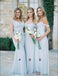 Mismatched Blue Chiffon Floor Length Cheap Long Bridesmaid Dresses Online, WG565
