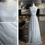 Mismatched Elegant Gray Lace Soft Tulle Long Bridesmaid Dresses, Cheap Custom Long Bridesmaid Dresses, Affordable Bridesmaid Gowns, BD014