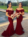 Mismatched Long Red Sequin Mermaid Bridesmaid Dresses, Cheap Custom 2018 Bridesmaid Dresses, Cheap Bridesmaid Gown, WG402