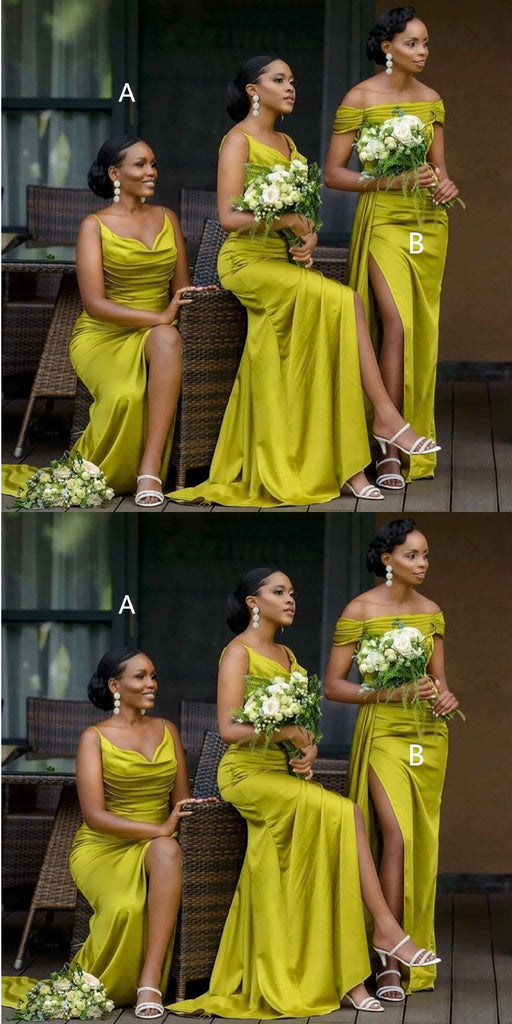 Mismatched Mermaid Side Slit Cheap Long Bridesmaid Dresses,WG1483