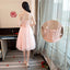 Mismatched Peach Lace Short Bridesmaid Dresses, Cheap Custom Long Bridesmaid Dresses, Affordable Bridesmaid Gowns, BD021