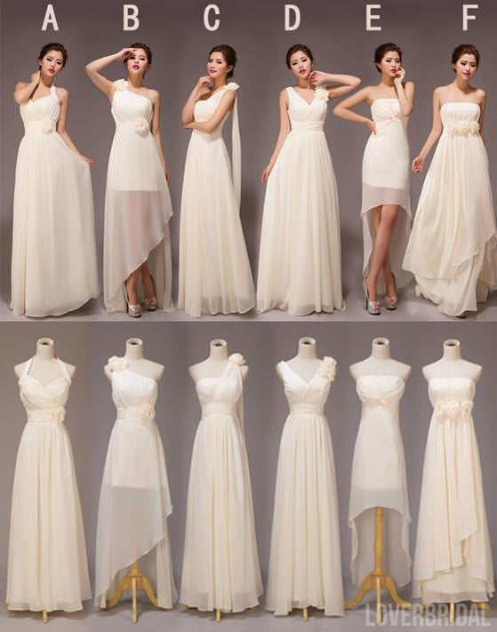 Mismatched Pretty Chiffon Long Different Styles Formal Cheap Maxi A Line Bridesmaid Dresses, WG118