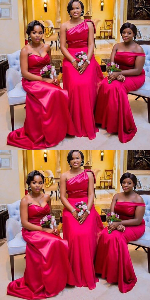 Mismatched Red Mermaid Cheap Long Bridesmaid Dresses Online,WG1467