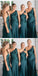 Navy Blue Mermaid One Shoulder Cheap Long Bridesmaid Dresses Online,WG984