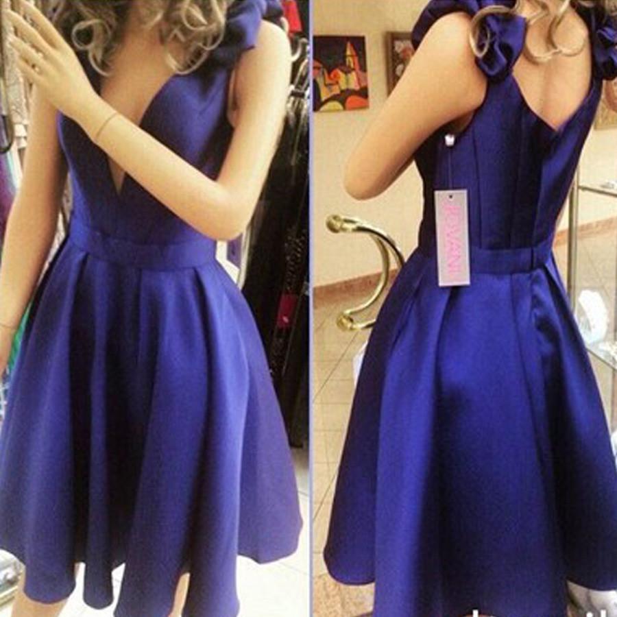 New Arrival Royal Blue simple V-neck junior charming for teens formal homecoming prom dresses, BD00197