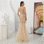 Off Shoulder Gold Beaded Mermaid Evening Prom Dresses, Evening Party Prom Dresses, 12091