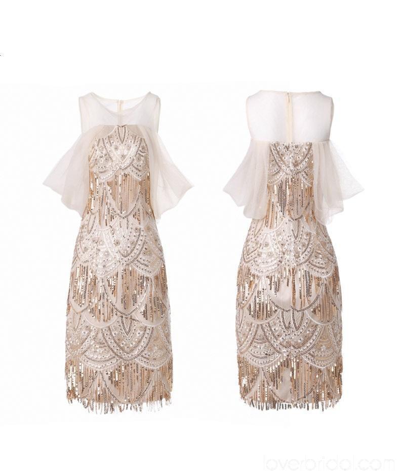 Off Shoulder Gold Sequin Cheap Homecoming Dresses Online, Cheap Short Prom Dresses, CM766