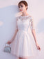 Off Shoulder Lace Short Sleeves Cheap Homecoming Dresses Online, Cheap Short Prom Dresses, CM798