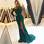 Off Shoulder Long Sleeve Green Lace Evening Prom Dresses, Popular Green Party Prom Dresses, Custom Long Prom Dresses, Cheap Formal Prom Dresses, 17195
