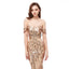 Off Shoulder Sparkly Gold Sequin Mermaid Evening Prom Dresses, Evening Party Prom Dresses, 12105
