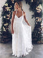 Off White A-line Spaghetti Straps Backless Handmade Lace Wedding Dresses,WD787