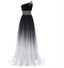 One Shoulder Chiffon Ombre Beaded Long Evening Prom Dresses, Cheap Sweet 16 Dresses, 18420