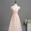 Pale Pink Off Shoulder Lace A-line Long Evening Prom Dresses, Cheap Sweet 16 Dresses, 18352
