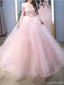 Pink A-line Long Sleeves Jewel Cheap Long Prom Dresses,Evening Party Dresses,12639