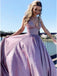 Pink A-line Spaghetti Straps V-neck Long Party Prom Dresses, Dance Dresses,12361