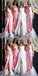 Pink Sheath Spaghetti Straps High Slit Cheap Bridesmaid Dresses,WG1358