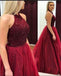 Red Halter Beaded A-line Cheap Long Evening Prom Dresses, Cheap Sweet 16 Dresses, 18390