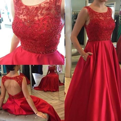 Red Open Back Elegant Charming Affordable Long Prom Dresses, WG501