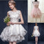 Scoop Neck Appliques Sleeveless Short Organza Custom Make Wedding Party Dresses, WD0169